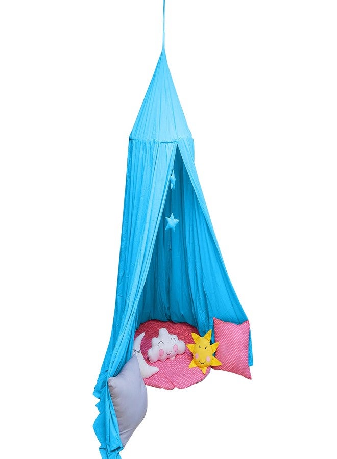 Next Day Art Hanging Canopy Play Tent Without Mat for Kids and Adults Portable Foldable Pom Pom Hanging Mosquito for Girl and Boy Tent House Indoor and Outdoor- Sky Blue - Image 5